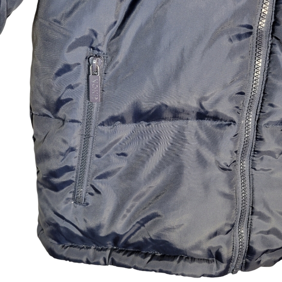 NOKI blue and yellow reversible down puffer coat with hood Size Small - Picture 3 of 16